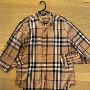 Burberry Tan and Black Casual Button Down Shirt
